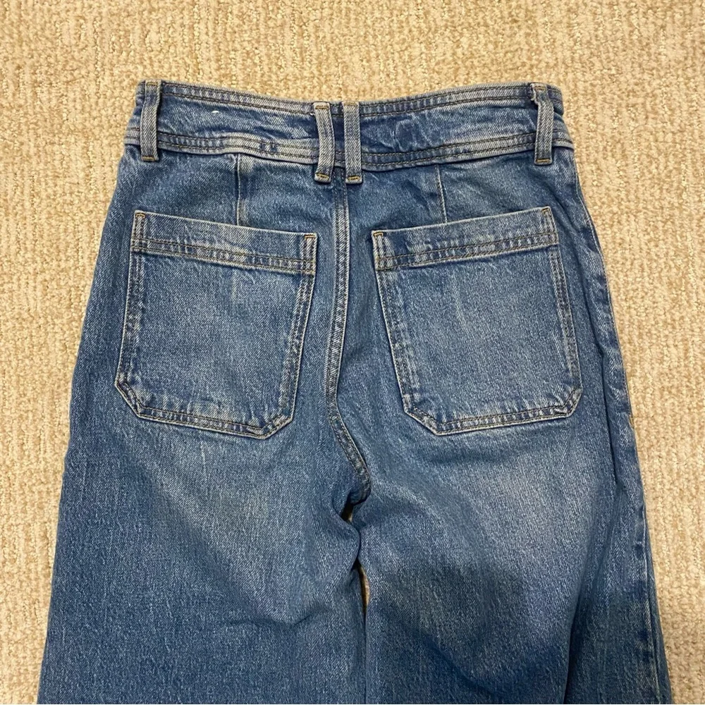 Mango jeans The Catherine high rise wide leg unfinished hem size 2